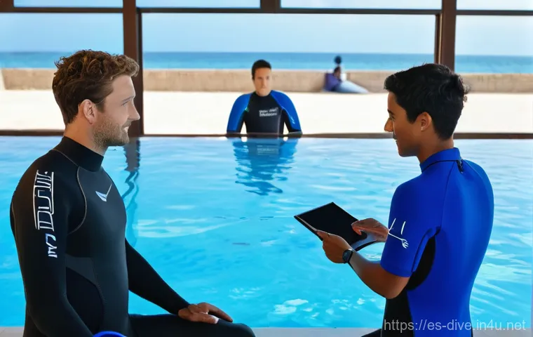 다이빙 강사 커리어의 미래 전망 - **"A vibrant underwater scene depicting a marine conservation dive. A female dive instructor, wearin...