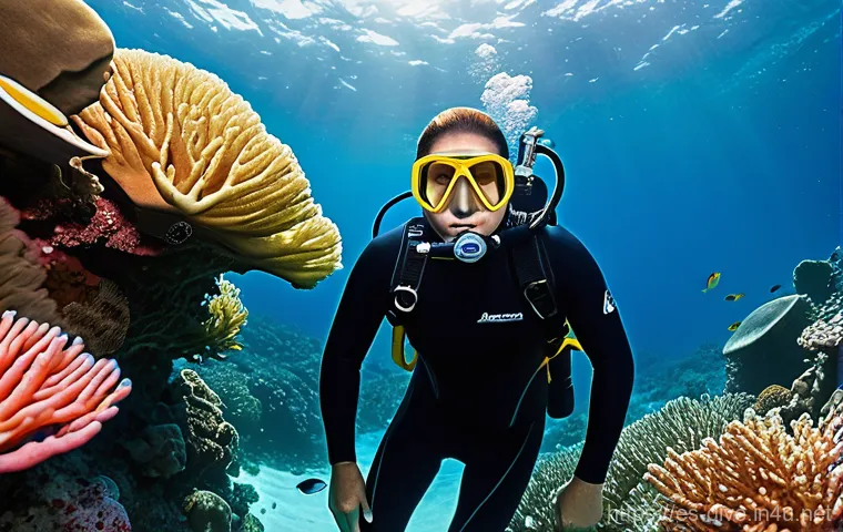 SSI 다이빙 강사 자격증 준비 팁 - **Prompt:** "A highly skilled male SSI diving instructor, demonstrating perfect fin pivot buoyancy c...