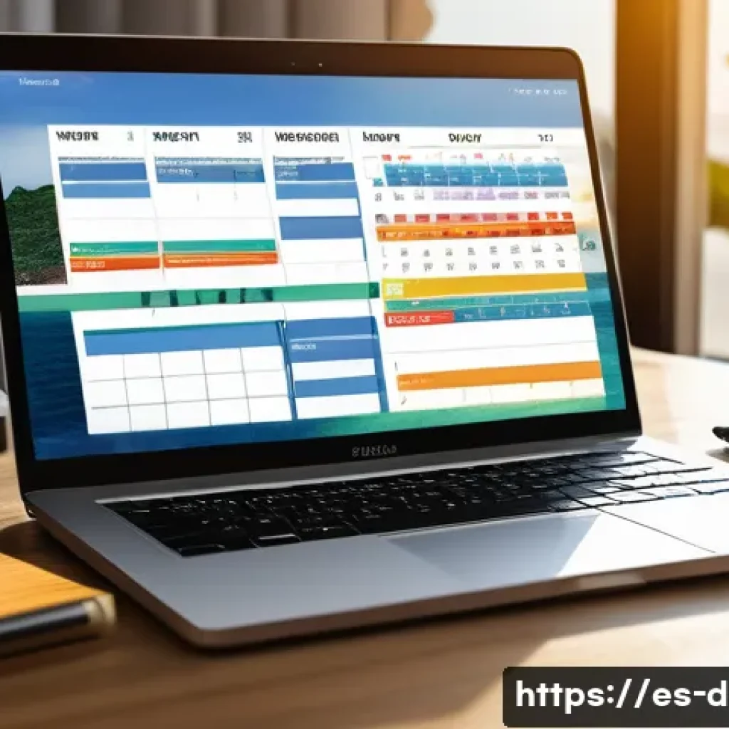 다이빙 강사 워라밸 유지 방법 - A realistic weekly planner scene for a scuba diving instructor working in a tropical coastal town, s...