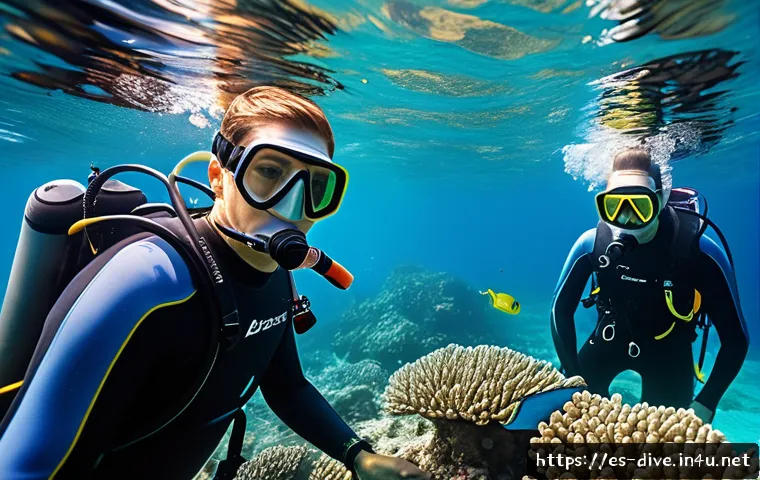 다이빙 강사 자격증 취득 과정 - A professional scuba diving instructor teaching a diverse group of adult students in clear Mediterra...